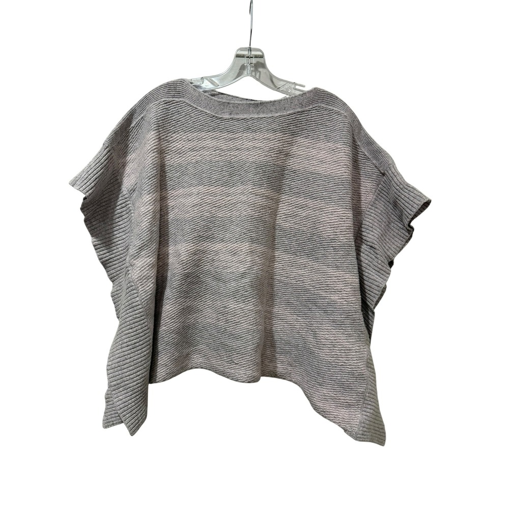 Massimo Dutti Wool Cashmere Blend Striped Poncho Sweater Grey Beige XS Italy